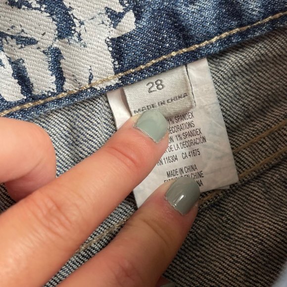 Converse Denim Skirt 28 Miniskirt Mini Short Jean Distressed Light Wash Frayed - Picture 9 of 13